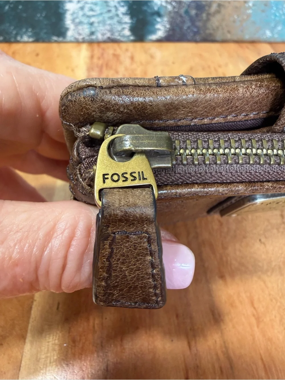 Fossil Rugged Vintage “Long Live Vintage 1954” Emory Brown Leather Wallet